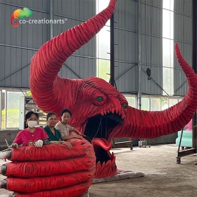Animatronics красного чудовища выполненный на заказ на открытом воздухе украшение парка атракционов